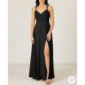 Azazie Aubrey Black Full Length Maxi Bridesmaid Dress Size 6 A6